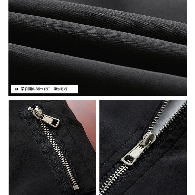 Men's Solid Color Windbreaker Jacket | Slim Fit Baseball Collar Zip-Up Coat