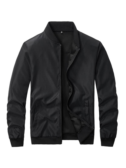 Men's Baseball Collar Jacket | Casual Lightweight Zip-Up Coat