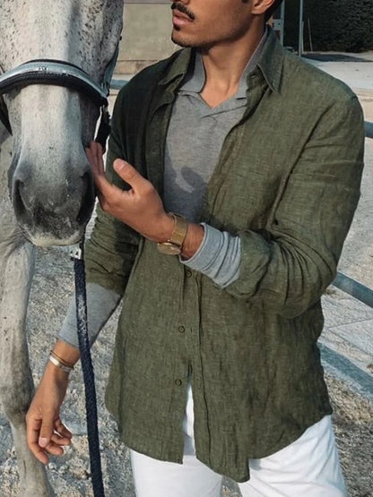 Solid Color Long Sleeve Casual Shirt