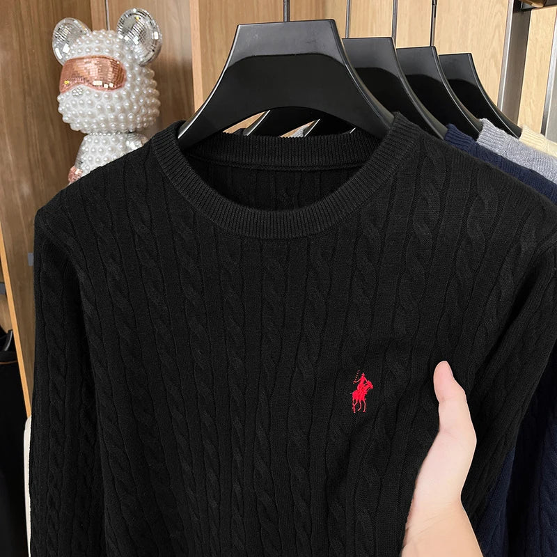 Men's Premium Knit Sweater | Jacquard Embroidery Pullover