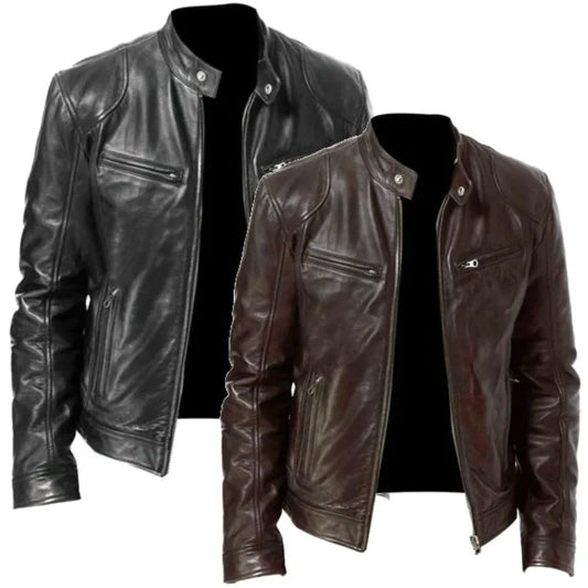 Men's PU Leather Bomber Jacket