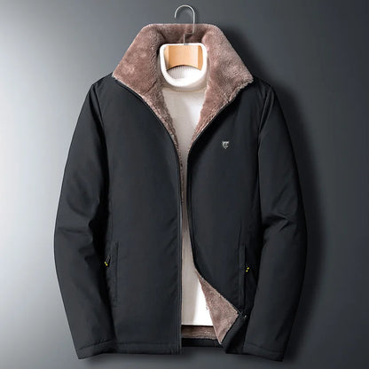 Men's Winter Windproof Fleece Jacket | Thick Warm Zip-Up Coat