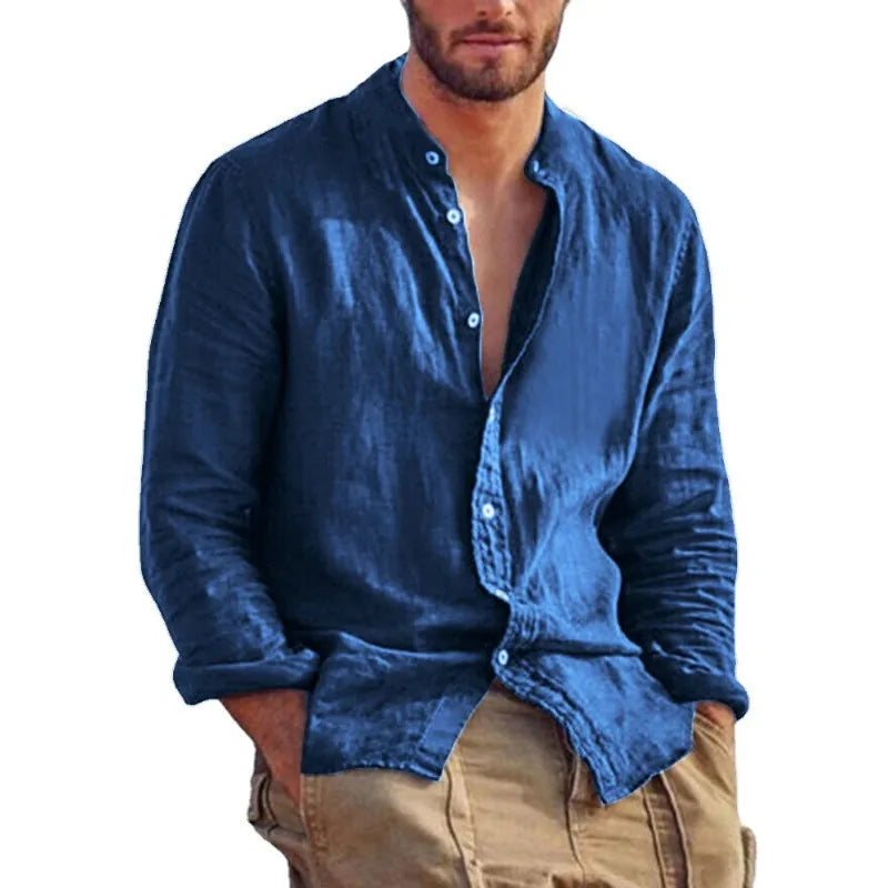 Men's Long Sleeve Stand Collar Shirt