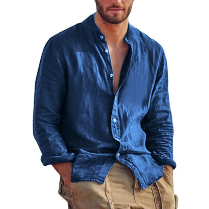 Men's Long Sleeve Stand Collar Shirt