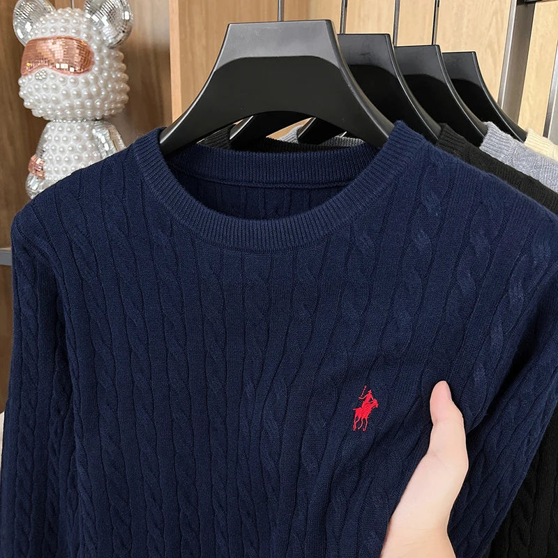 Men's Premium Knit Sweater | Jacquard Embroidery Pullover