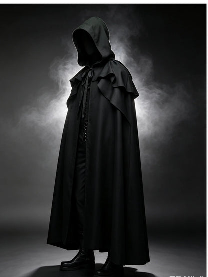 Unisex Medieval Hooded Cloak with Tie Closure
