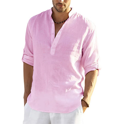 Cotton Linen Relaxed Fit Long Sleeve Shirt