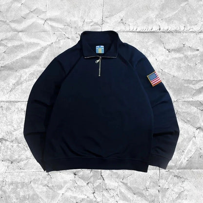 Unisex Retro Quarter-Zip Cotton Sweatshirt