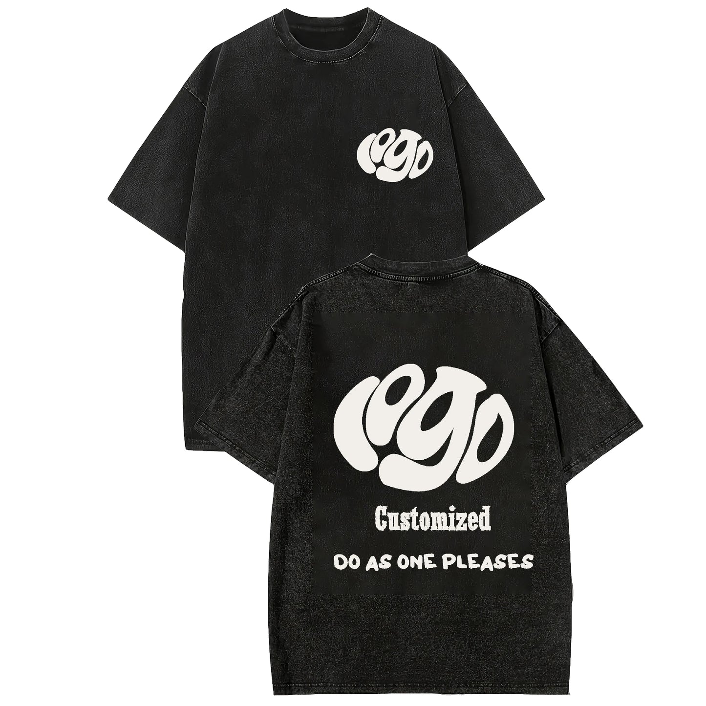 Custom Logo Hip Hop Oversized Washed Tee