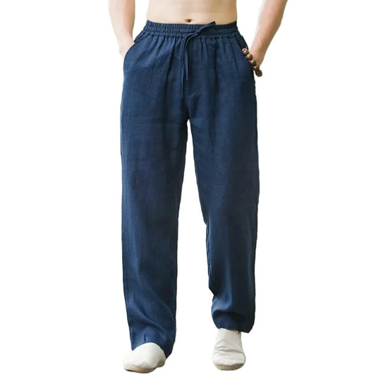 Men's Cotton Linen Straight Leg Jogger Pants