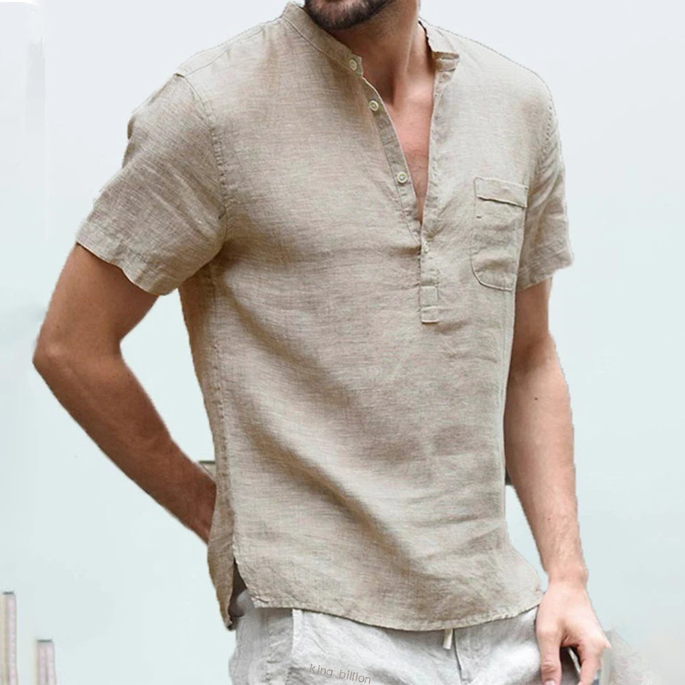 Cotton Linen Short Sleeve Breathable Tee