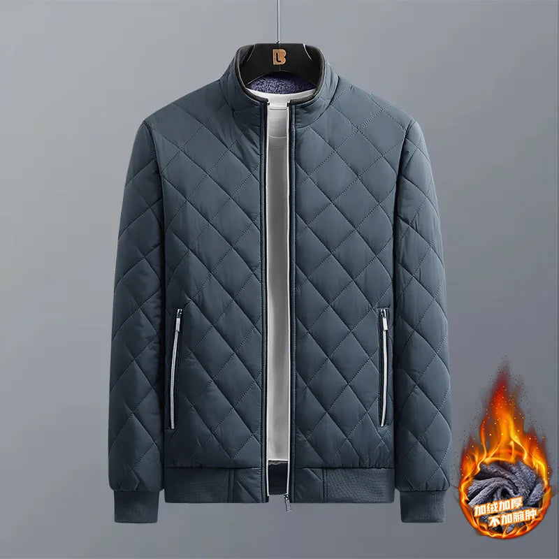 Men's Diamond Pattern Bomber Jacket