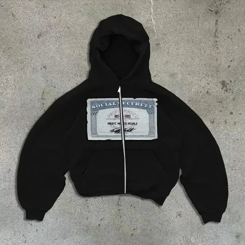 Gray Oversized Zipper Hoodie front view
