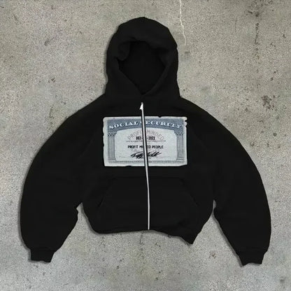 Gray Oversized Zipper Hoodie front view