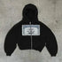 Gray Oversized Zipper Hoodie front view
