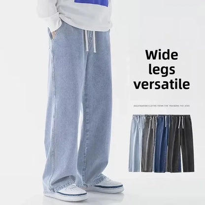Men's Streetwear Loose Wide Leg Jeans | Korean Style Straight Denim Pants
