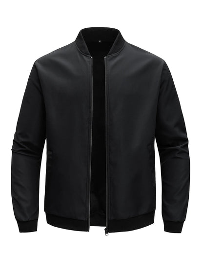 Men's Baseball Collar Jacket | Casual Lightweight Zip-Up Coat