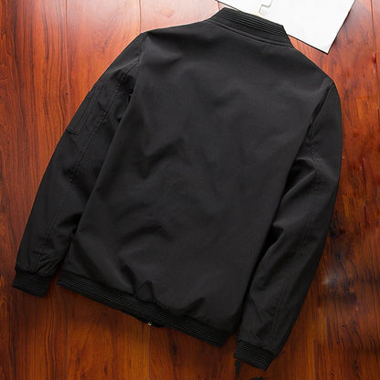 Men's Solid Color Windbreaker Jacket | Slim Fit Baseball Collar Zip-Up Coat