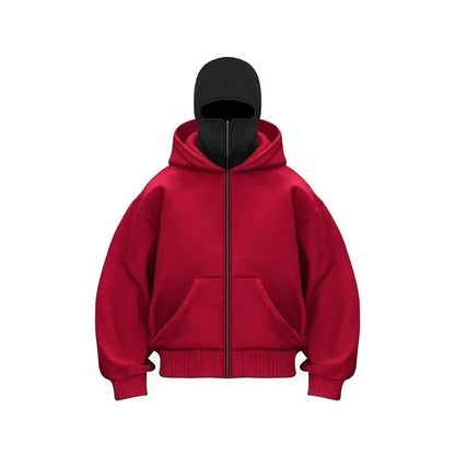 Unisex Balaclava Double Hooded Sweatshirt | Y2K Gothic Harajuku Zipper Hoodie Jacket