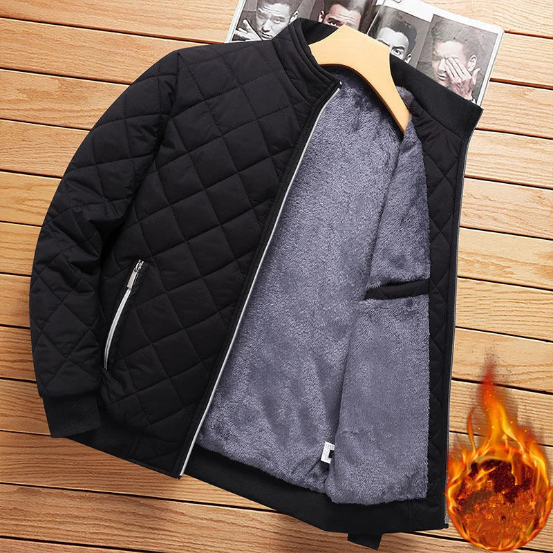 Men's Diamond Pattern Bomber Jacket