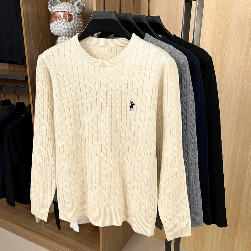 Men's Premium Knit Sweater | Jacquard Embroidery Pullover