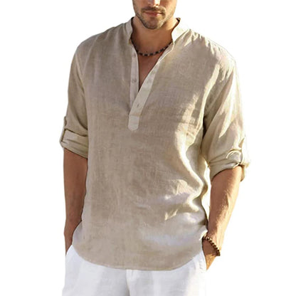 Cotton Linen Relaxed Fit Long Sleeve Shirt