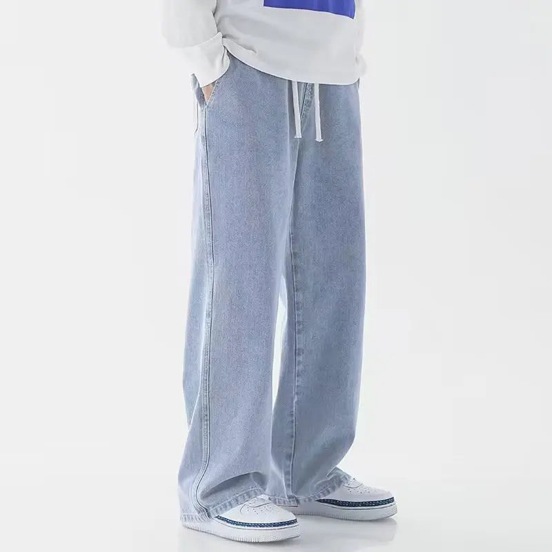 Men's Streetwear Loose Wide Leg Jeans | Korean Style Straight Denim Pants