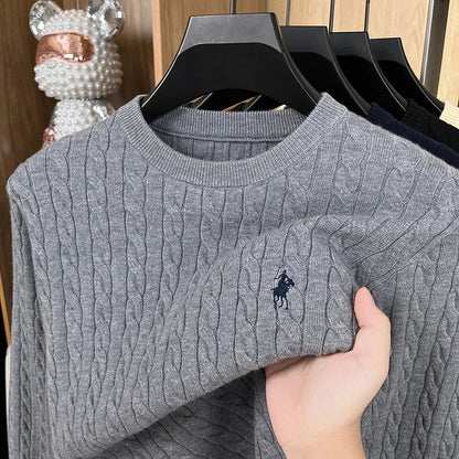 Men's Premium Knit Sweater | Jacquard Embroidery Pullover