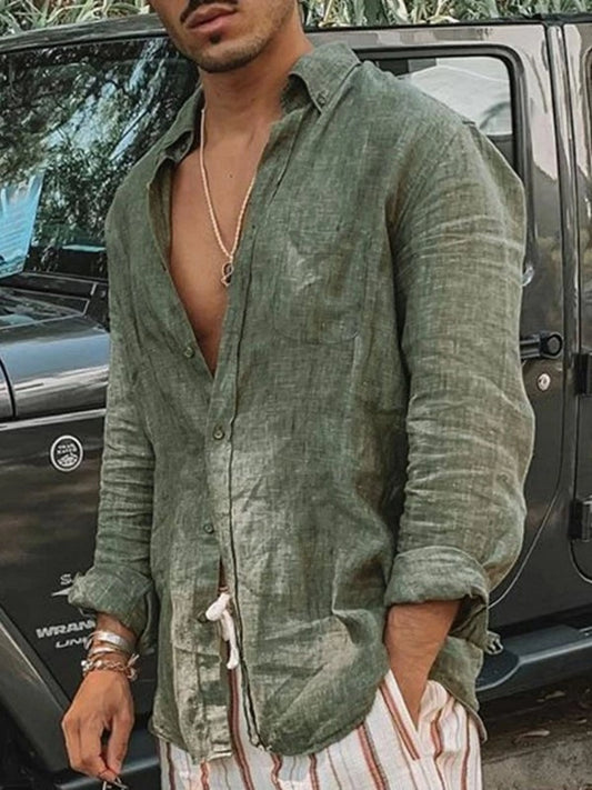 Solid Color Long Sleeve Casual Shirt