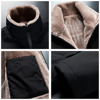Men's Winter Windproof Fleece Jacket | Thick Warm Zip-Up Coat