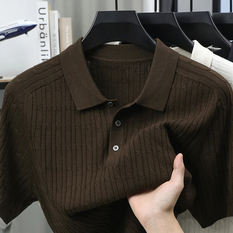 Men's Luxury Jacquard Knitted Polo Shirt