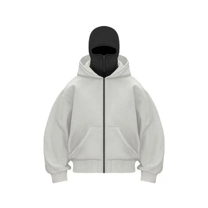 Unisex Balaclava Double Hooded Sweatshirt | Y2K Gothic Harajuku Zipper Hoodie Jacket