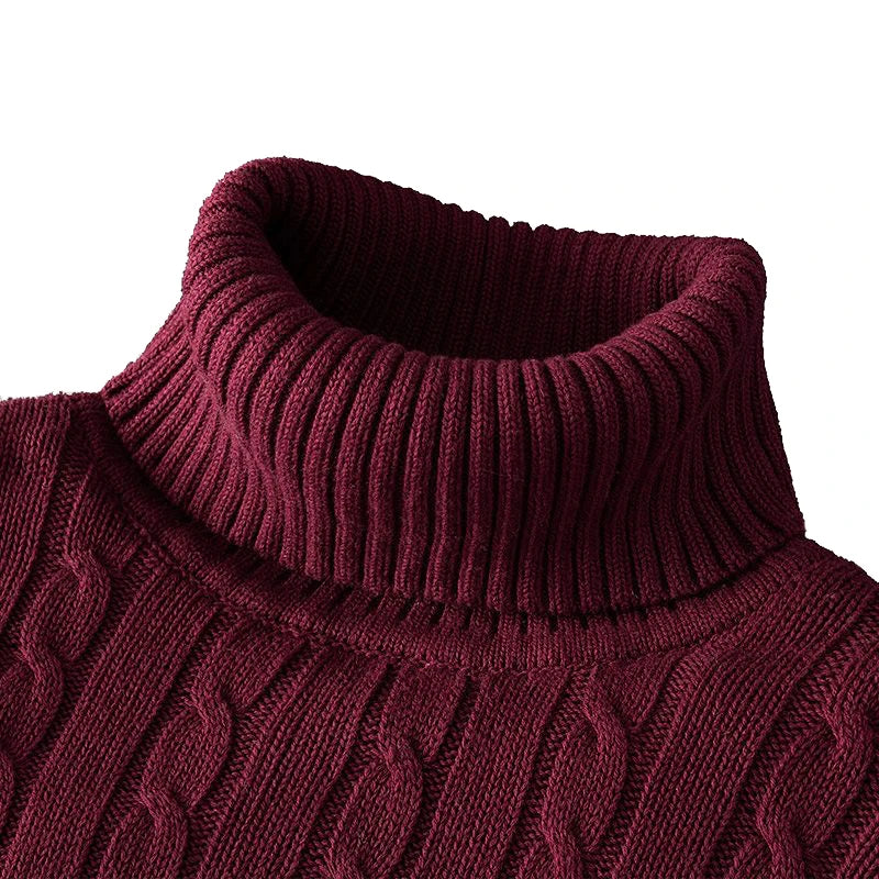Men's Turtleneck Rollneck Knitted Sweater | Warm Casual Winter Jumper