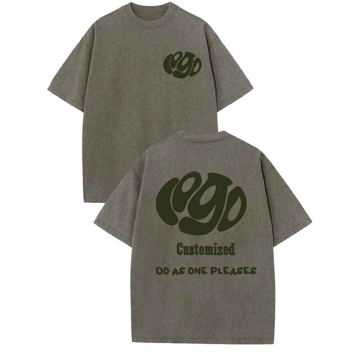 Custom Logo Hip Hop Oversized Washed Tee front view