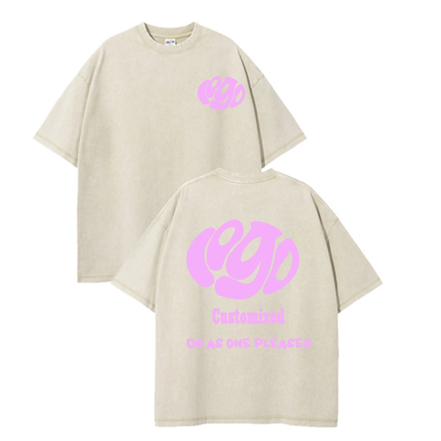 Custom Logo Hip Hop Oversized Washed Tee