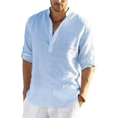 Cotton Linen Relaxed Fit Long Sleeve Shirt