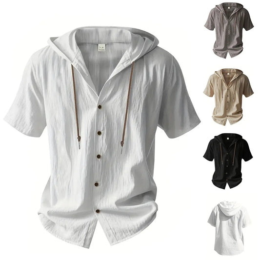 Men's Cotton Linen Short Sleeve Casual Shirt