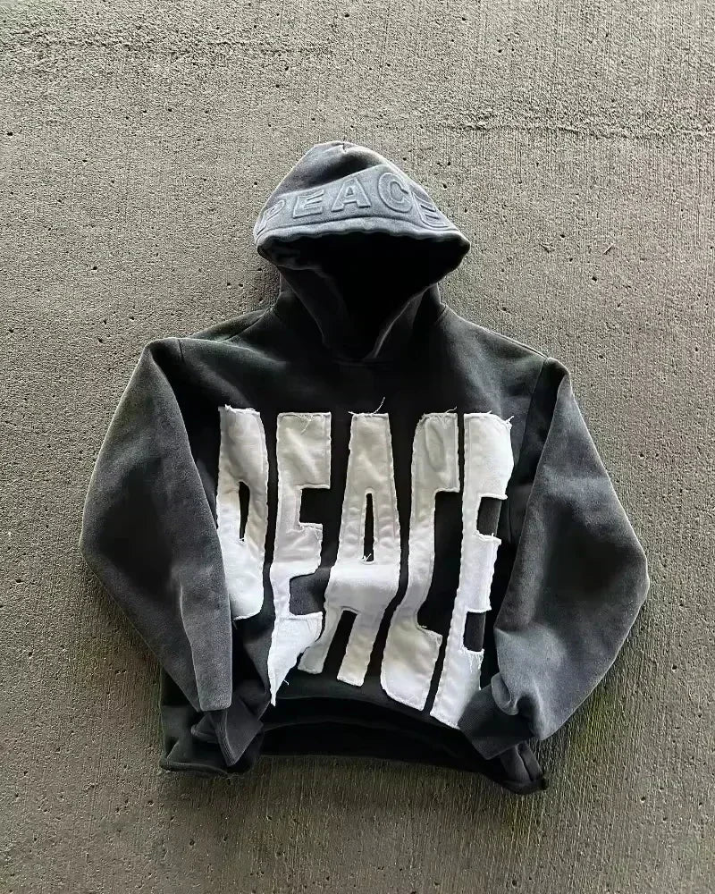 Gray Oversized Zipper Hoodie front view