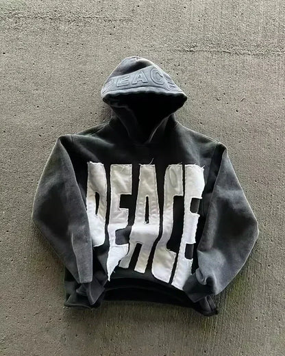Gray Oversized Zipper Hoodie front view