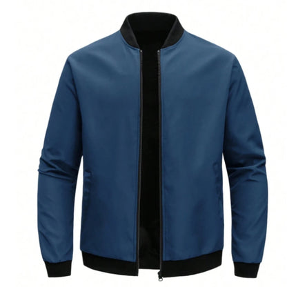 Men's Baseball Collar Jacket | Casual Lightweight Zip-Up Coat
