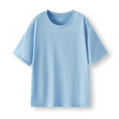 Men’s Grey Blue Cotton Crew Neck T-Shirt