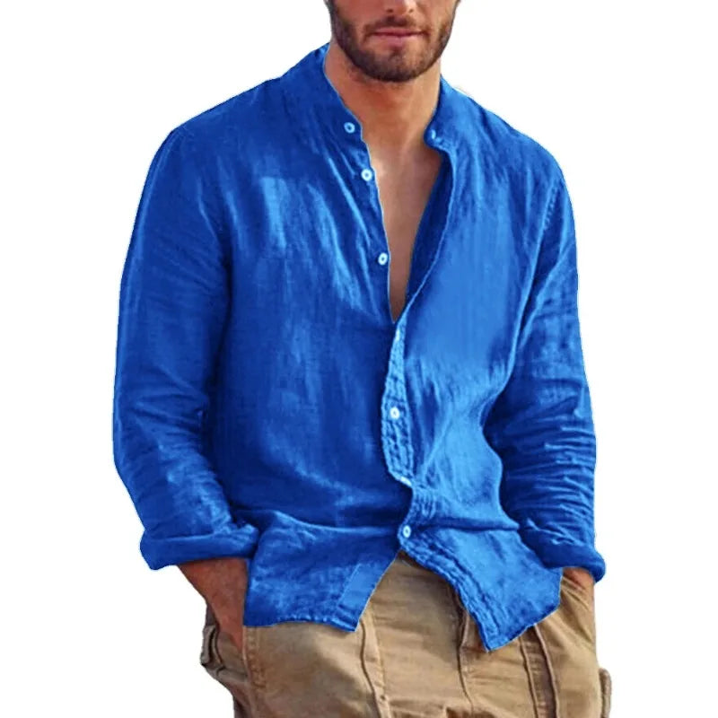 Men's Long Sleeve Stand Collar Shirt