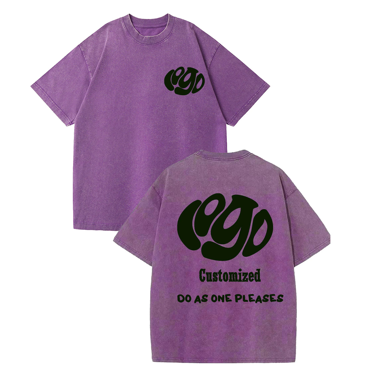 Custom Logo Hip Hop Oversized Washed Tee front view