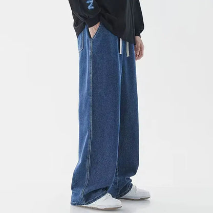 Men's Streetwear Loose Wide Leg Jeans | Korean Style Straight Denim Pants