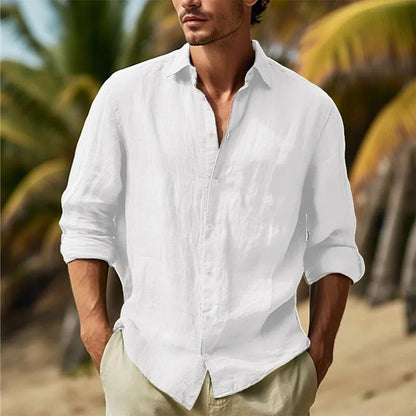 Men's Cotton Linen Long Sleeve Casual Shirt