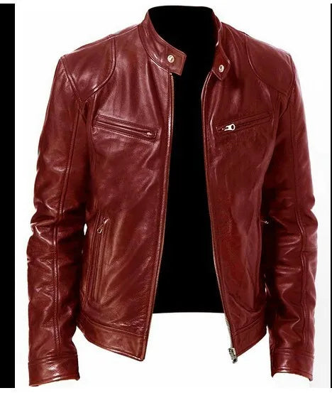 Men's PU Leather Bomber Jacket