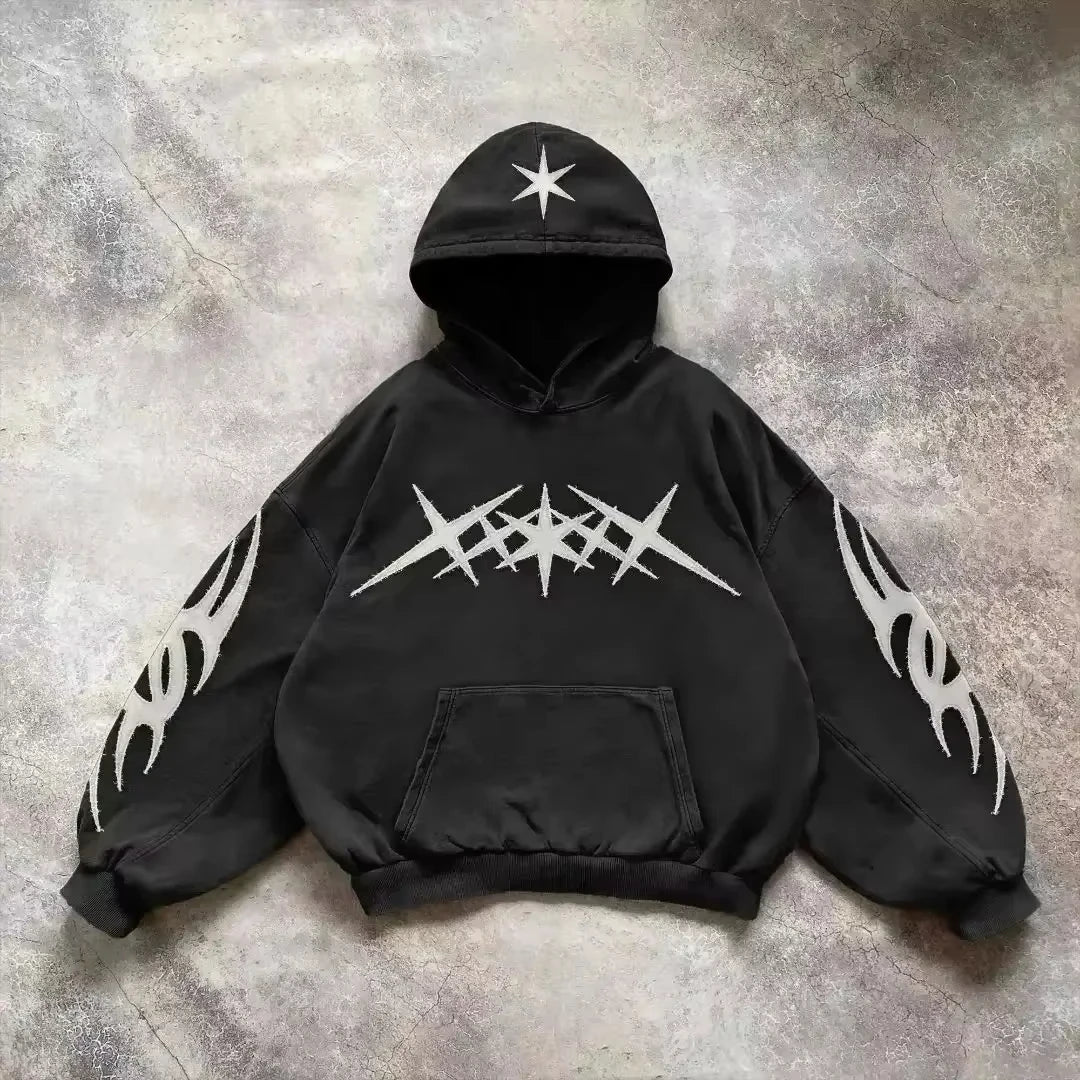 Gray Oversized Zipper Hoodie front view
