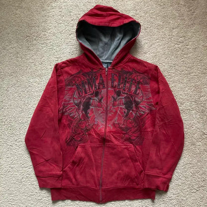 Gray Oversized Zipper Hoodie front view