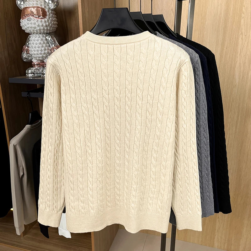 Men's Premium Knit Sweater | Jacquard Embroidery Pullover