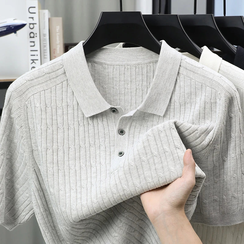 Men's Luxury Jacquard Knitted Polo Shirt